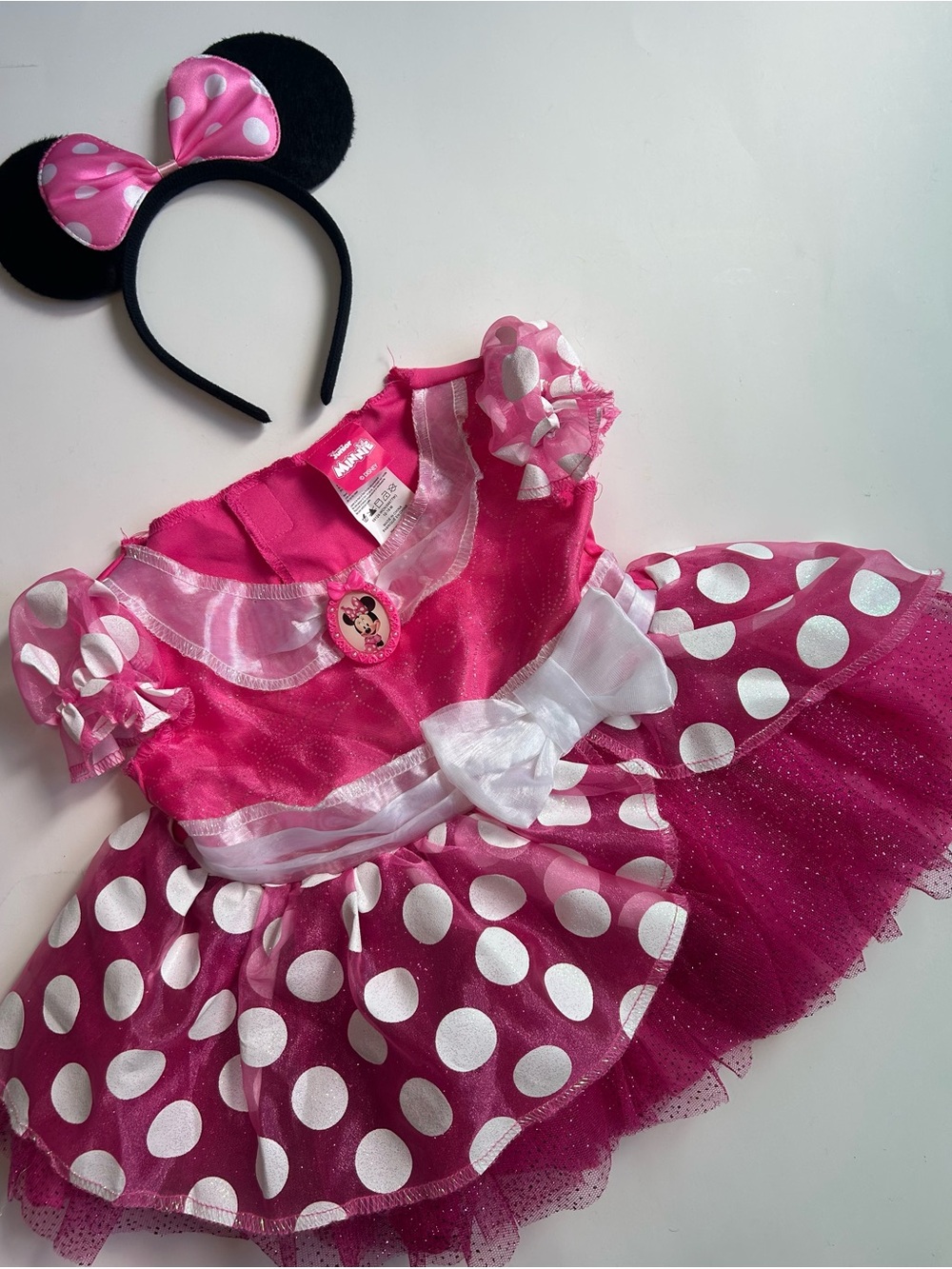 Pink Polka Dot Minnie Mouse Costume Dress with Headband - Dress up